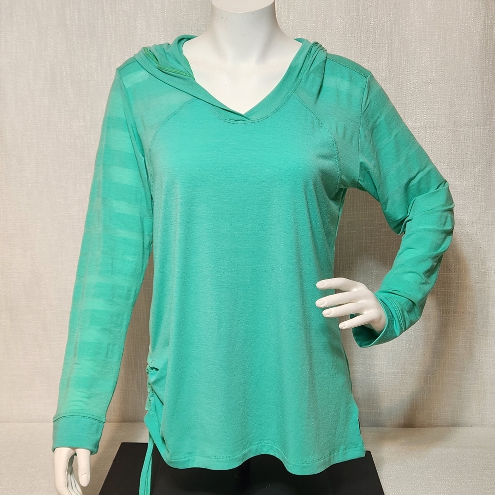 Mountain HARD WEAR Hoodie Long Sleeved Green Hooded Top Lightweight XL